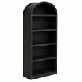 Schwarzes Holzregal mit Bogenform