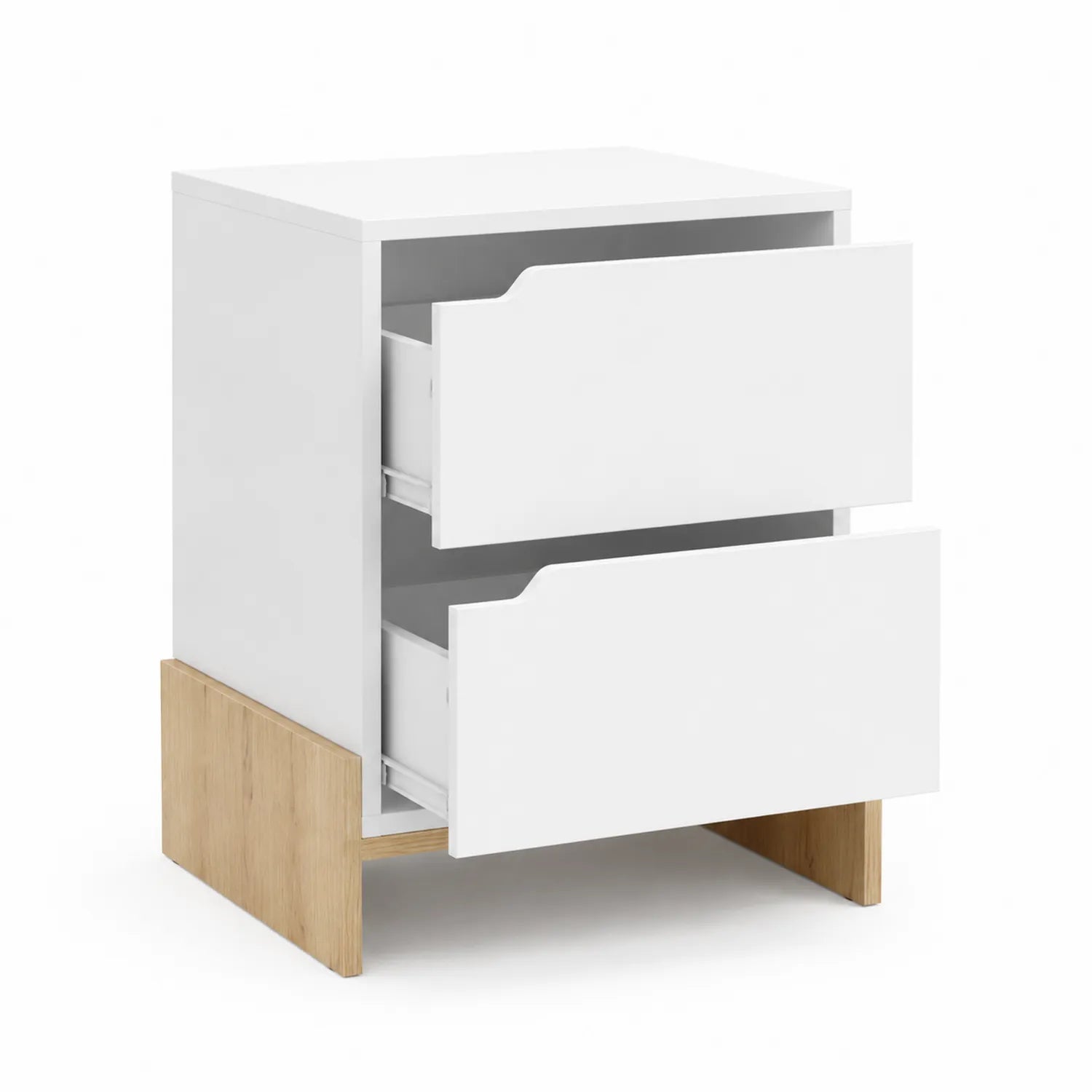 Nachttisch mit 2 Schubladen aus MDF und Eichenholz