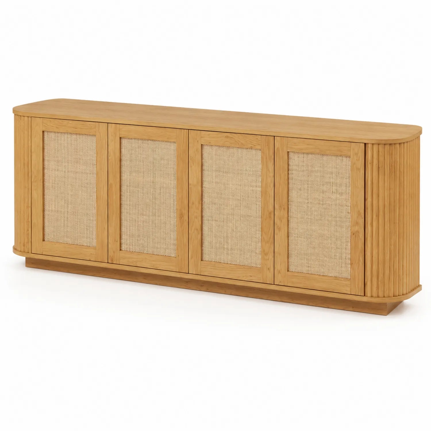 Sideboard aus Eichenholz und Rattan Natur 200x45x80cm