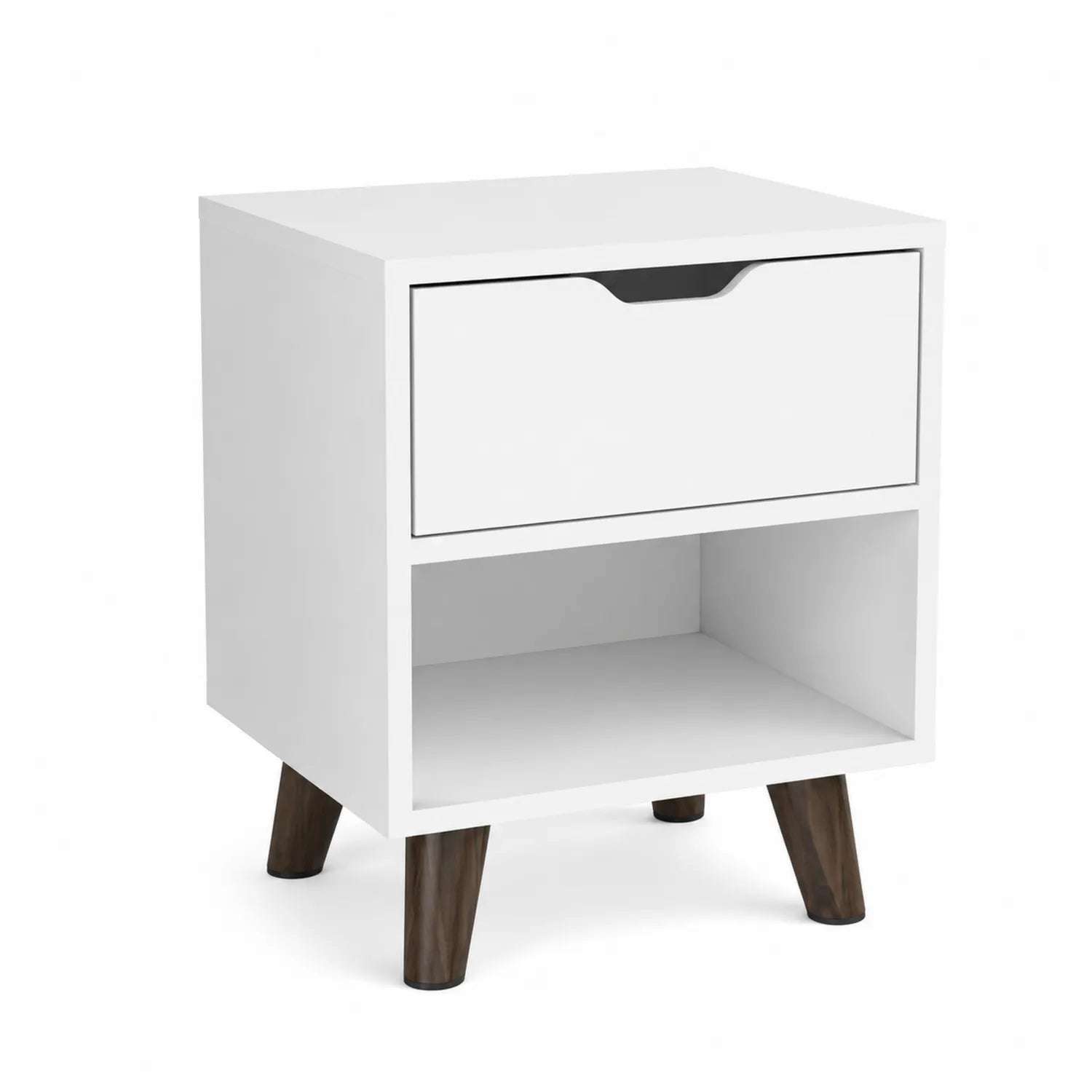 Nachttisch mit Schublade und Stauraum MDF Weiß