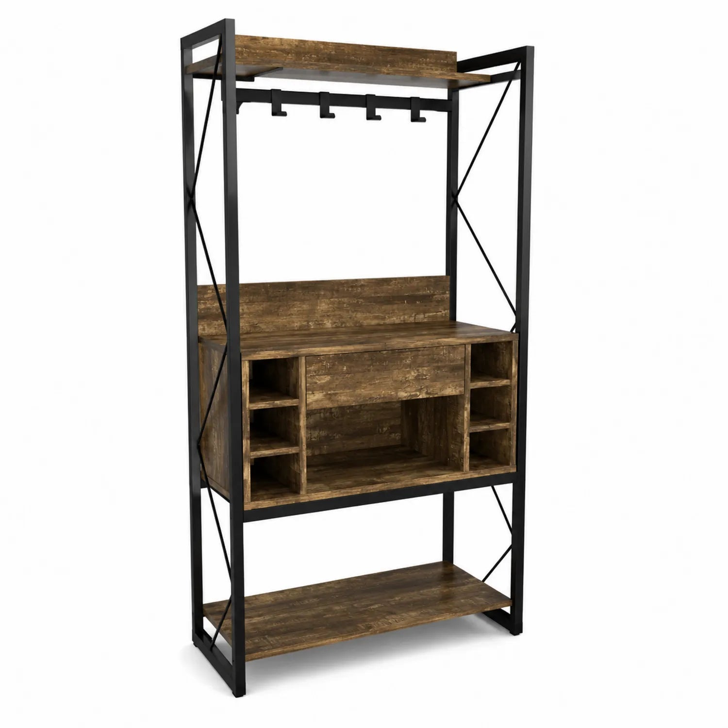 Industrieregal Holz/Metall Braun/Schwarz 120x180x45cm