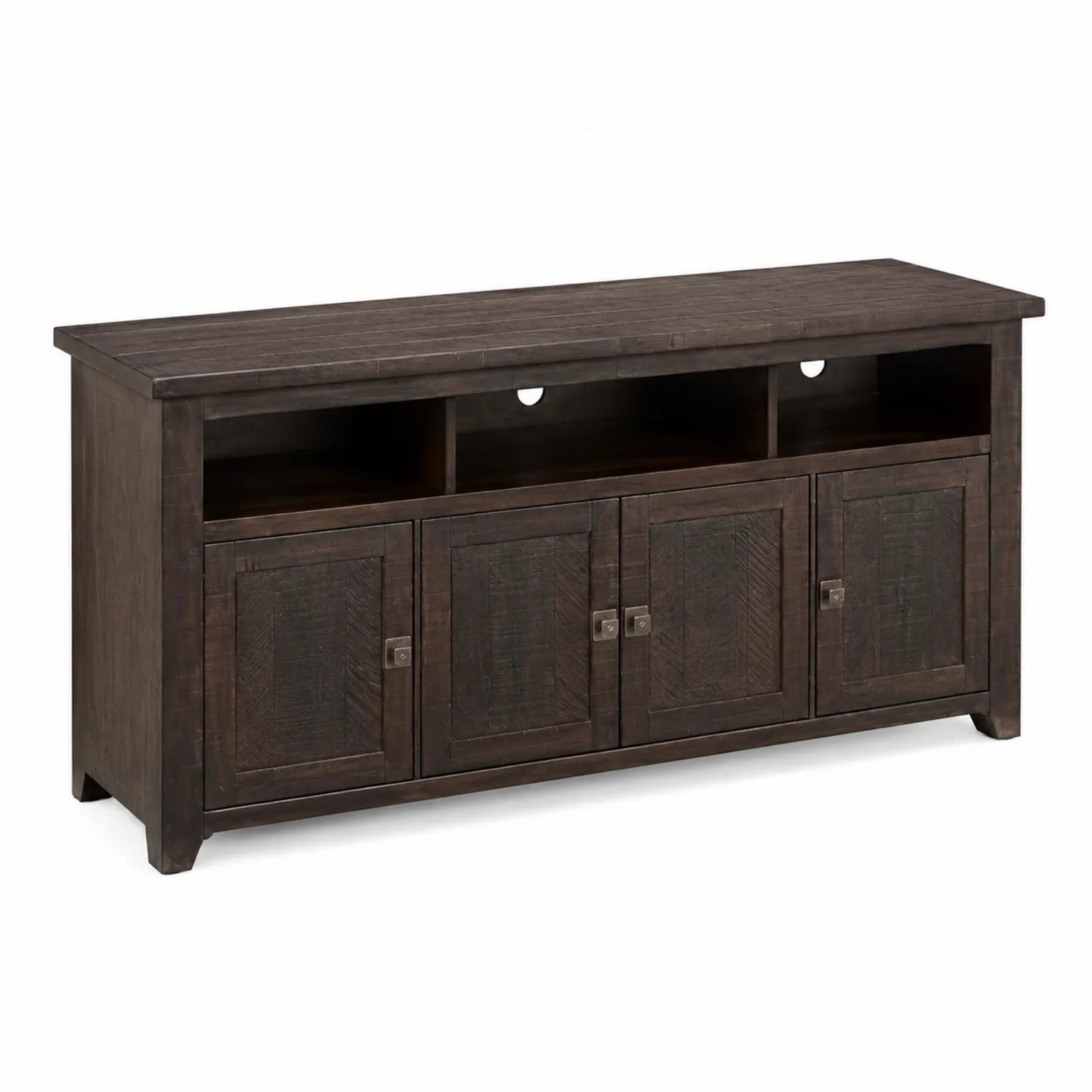 TV-Schrank aus Holz Dunkelbraun mit 4 Türen und 2 Fächern