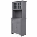 Küchenschrank Grau Holz und Glas 183x76x40cm