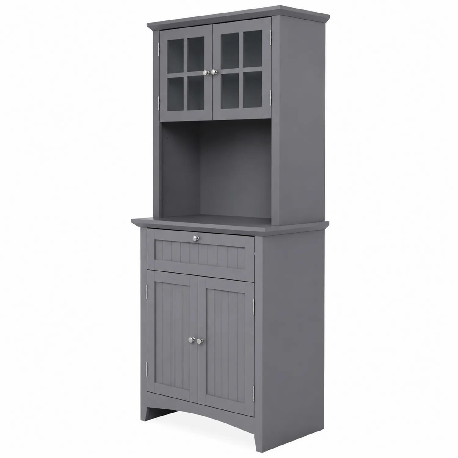 Küchenschrank Grau Holz und Glas 183x76x40cm