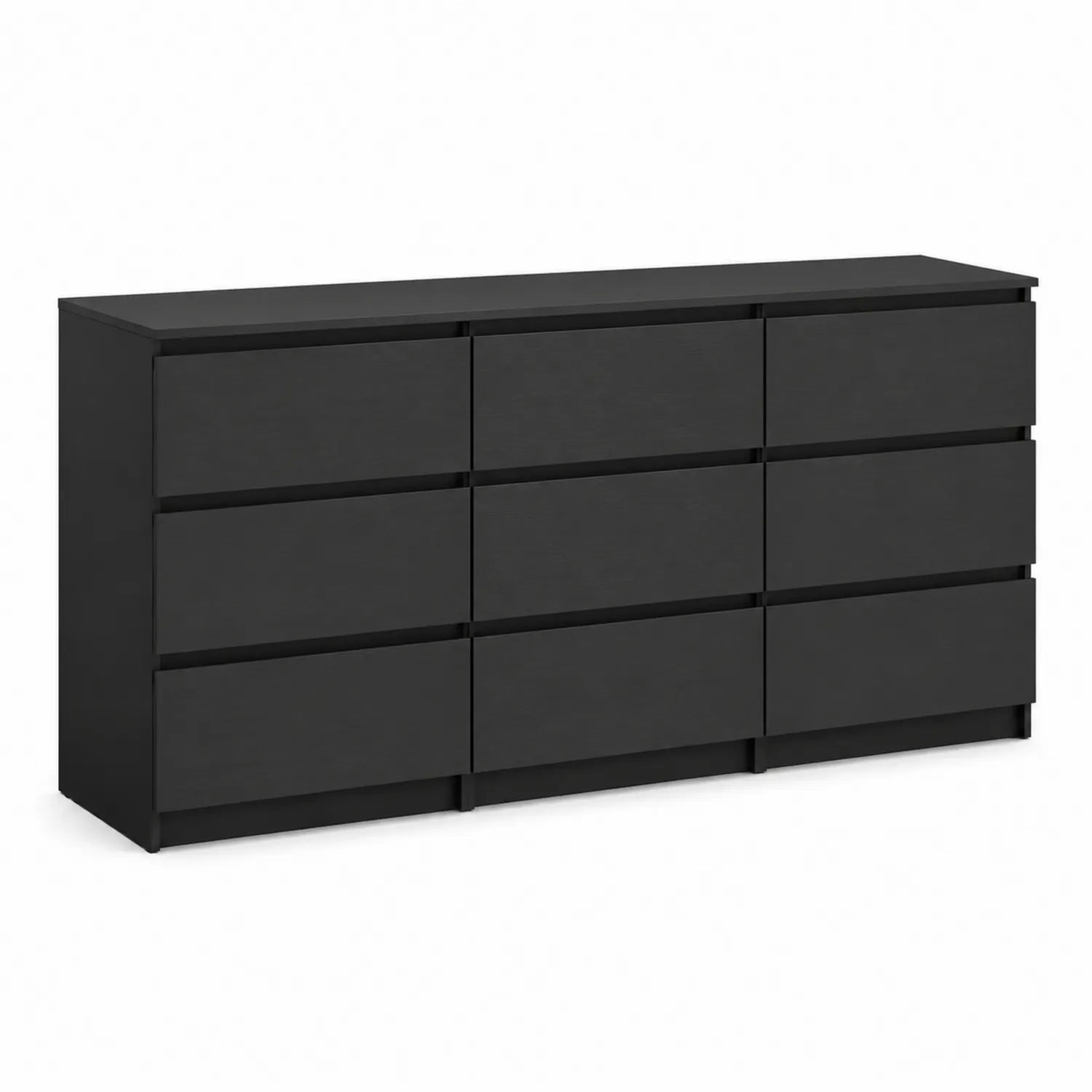 Kommode mit 9 Schubladen aus Holz in Schwarz