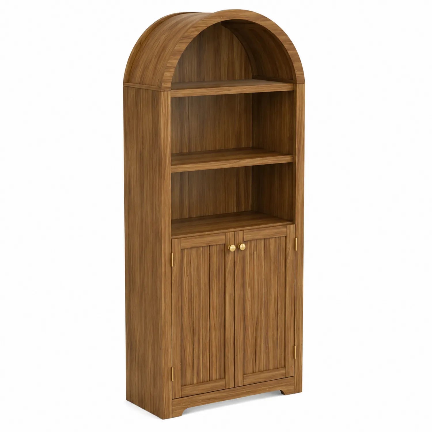 Bücherregal mit Rundbogenform aus MDF mit Eichenholzfurnier 180x80x30 cm