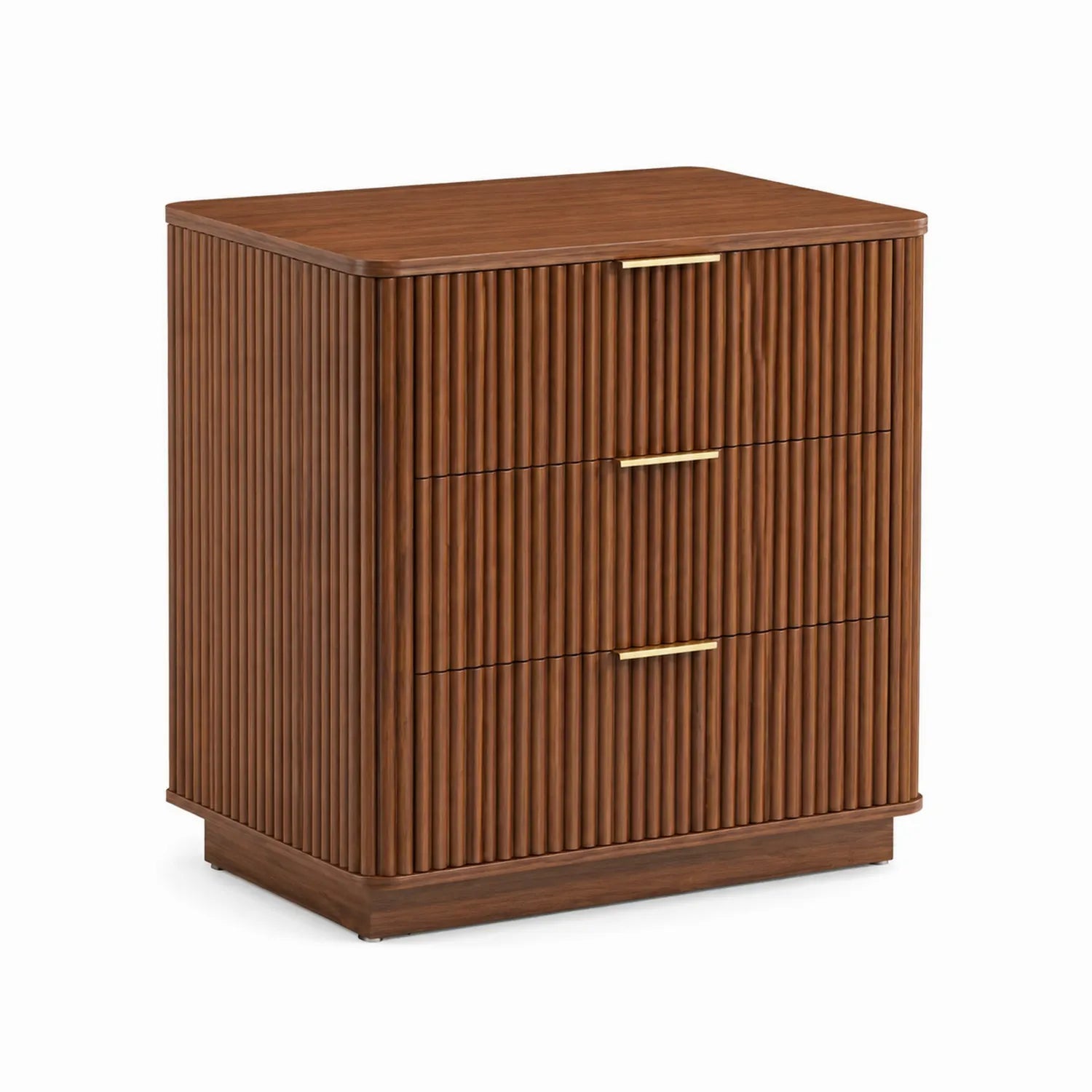 Holz Nachttisch mit 3 Schubladen Braun