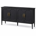 Sideboard Schwarz Holz mit Metallgriffen 150x40x80 cm