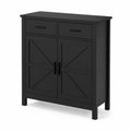 Schwarzer MDF-Holzschrank mit Schubladen und Türen